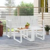 Tangkula 3 PCS Patio Furniture Set W/1 Loveseat & 2 Side Tables All-Weather Bistro Set White
