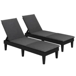 Tangkula 2PCS Patio Lounge Chair Recliner Chair W/ 3-Position Adjustable Backrest & Cushion Black & Gray -Tangkula GUEST 4f7b80d2 74f9 4a8d 9e24 2d764975707c