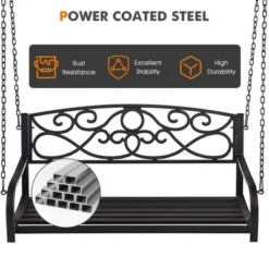 Tangkula Patio Hanging Porch Swing Outdoor 2-Person Metal Swing Bench Chair W/ Chains 15 Tangkula Patio Hanging Porch Swing Outdoor 2-Person Metal Swing Bench Chair W/ Chains -Tangkula GUEST 50343f46 6c03 4617 aa9d 22f76d24263c