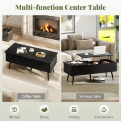 Tangkula Lift Top Coffee Table W/ Split Top & 2 Hidden Compartments Tapered Metal Legs -Tangkula GUEST 50ef6fd5 c4f7 4f77 a785 79ae3c75898c