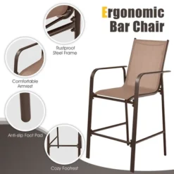 Tangkula 3PCS Patio Bar Set Outdoor Bistro Set W/ 2 Stools & 1 Tempered Glass Table Brown -Tangkula GUEST 511aa721 7f00 481a aeea 3543f58c27f7