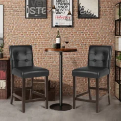 Tangkula Set Of 4 Bar Stools 25inch Counter Height Barstool Pub Chair Rubber Wood Black