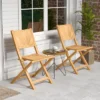 Tangkula 4 PCS Folding Patio Chairs W/ Inclined Backrest Teak Wood Outdoor Dining Chairs