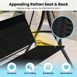 Tangkula 3-Person Porch Swing W/ Stand W/ Rattan Seat Back Metal Frame Adjustable Shade -Tangkula GUEST 5281f50c 6693 4eb6 b425 024ffbc25665