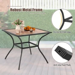 Tangkula Patio Table For 4 People W/ Umbrella Hole Wood-Like Tabletop Metal Support Legs -Tangkula GUEST 52a7a4c5 450e 44c8 b689 bbccd21e797b