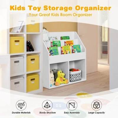 Tangkula Kids Wooden Bookshelf Bookcase Display Rack Toy Storage Cabinet Organizer Holder For Kids Room&Nursery 4 Tangkula Kids Wooden Bookshelf Bookcase Display Rack Toy Storage Cabinet Organizer Holder For Kids Room&Nursery - Image 4