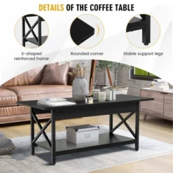 Tangkula Coffee Table Industrial 2-Tier W/ Storage Shelf &Storage Shelf For Living Room -Tangkula GUEST 539c4f3e 1591 4201 a9c2 029155051c4f