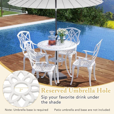 Tangkula 5 Pieces All-Weather Outdoor Cast Aluminum Dining Set Round Dining Table 7 Tangkula 5 Pieces All-Weather Outdoor Cast Aluminum Dining Set Round Dining Table - Image 7