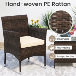 Tangkula 3 Pieces Patio Rattan Furniture Set Outdoor Conversation Set With PE Wicker Armchairs Tempered Glass Top Coffee Table -Tangkula GUEST 53c700dd fa8a 4ebe 9bd6 84d0a60d9dee