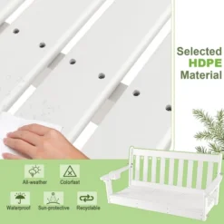 Tangkula 54" HDPE Porch Swing Outdoor Patio Hanging Chair W/ Cup Holder Adjustable Chain -Tangkula GUEST 53cac2c4 ee4c 4fda 877d a192957dba27