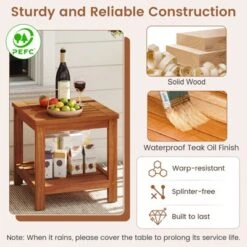 Tangkula 2-Tier Adirondack Side Table W/ Slatted Tabletop Storage Shelf For Garden -Tangkula GUEST 53d42226 2edd 4b4b 9913 047136b29574