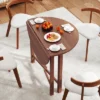 Tangkula 36" Foldable Kitchen Table Round Dining Table W/Solid Rubber Wood Legs