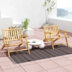 Tangkula 2PCS Teak Wood Outdoor Reclining Chair W/ Comfortable Backrest & Armrests -Tangkula GUEST 54218899 47d9 4989 bc50 59909d6fe05d