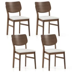 Tangkula Dining Chairs Set Of 4 W/ Rubber Wood Frame Padded Seat Curved Back Living Room -Tangkula GUEST 54241b6c 9acb 40d3 8c4b ecb68b5be8fd