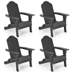 Tangkula 4PCS Patio Folding Adirondack Chair Weather Resistant Cup Holder Yard -Tangkula GUEST 542cbafe 0299 4dbe a198 63508bd0ac13