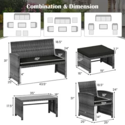 Tangkula Set Of 6 Patio Furniture Outdoor Sectional Conversation PE Rattan Sofa Set -Tangkula GUEST 544b7634 908b 41be 87b0 05d72c587b2b