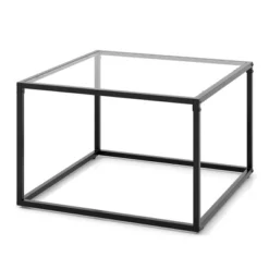 Tangkula Glass Coffee Table 27.5 Inch Modern Square Metal Frame Living Room Transparent -Tangkula GUEST 5473e5d3 3d1e 40c6 ab68 3638105465a7