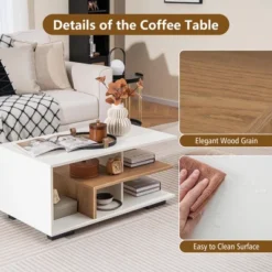 Tangkula Geometric Coffee Table W/ Storage Shelves 3-Tier Rectangular Tea Table 17 Tangkula Geometric Coffee Table W/ Storage Shelves 3-Tier Rectangular Tea Table -Tangkula GUEST 54be9de6 df21 41cd a570 0f966ad06d45