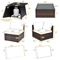 Tangkula 7PCS Rattan Patio Sectional Furniture Set W/ 30" Fire Pit Table & Cushion -Tangkula GUEST 54f843b3 b2b7 4c7f 9841 51239d18dd70