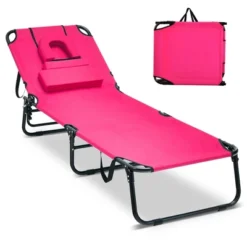 Tangkula 5-Position Lounge Chair Adjustable Beach Chaise W/ Face Cavity & Pillows -Tangkula GUEST 54fa36ee d651 4c08 a793 7aadbe0a93f6