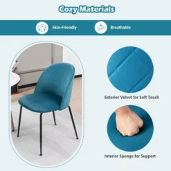 Tangkula Dining Chair Set Of 2 Upholstered Velvet Chair Set W/ Metal Base For Living Room 15 Tangkula Dining Chair Set Of 2 Upholstered Velvet Chair Set W/ Metal Base For Living Room -Tangkula GUEST 55762870 fa16 4410 9087 212c89351af7