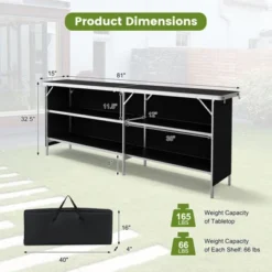 Tangkula Portable Bar Table Folding Camping Table W/ Aluminum Alloy Frame 2-Tier Shelves -Tangkula GUEST 55873bde 0e6f 4d52 9b89 11131ccf5d33