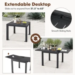 Tangkula 5 PCS Outdoor Dining Table Set W/ Extendable Aluminum Table & 4 Stackable Chairs -Tangkula GUEST 5593a538 937a 44a2 bbd9 dc2bed940c17