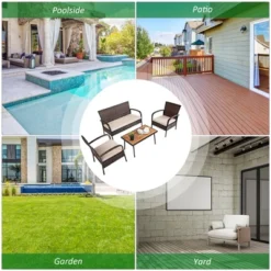 Tangkula 4PCS Cushioned Rattan Patio Conversation Set Outdoor Furniture Set -Tangkula GUEST 561e03f0 260c 4f96 84f5 531accf4f596