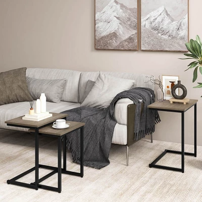 Tangkula 3 Pcs Nesting Coffee End Table Set Stacking Side Nightstand Living Room 2 Tangkula 3 Pcs Nesting Coffee End Table Set Stacking Side Nightstand Living Room - Image 2