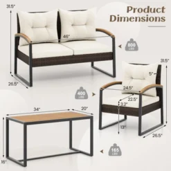 Tangkula 4 Piece Patio Conversation Set With Heavy Duty Solid Acacia Wood Armrests & Tabletop Outdoor Cushioned Wicker Furniture Set 6 Tangkula 4 Piece Patio Conversation Set With Heavy Duty Solid Acacia Wood Armrests & Tabletop Outdoor Cushioned Wicker Furniture Set -Tangkula GUEST 5632ffcc 06c5 4bfa a8ad 21fcfd0cff10