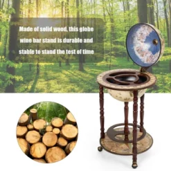 Tangkula 17" Wood Globe Bar Stand 16th Century Italian Rack Drinks Bottle Shelf Cart -Tangkula GUEST 5667d650 20de 4d29 a13f b3b60137cc5a
