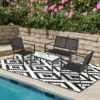 Tangkula 4 PCS Patio Furniture Set Outdoor Conversation Set W/Glass Coffee Table Garden Bistro Set Gray
