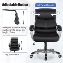 Tangkula Adjustable Executive Chair Rolling High Back Leather Office Chair Black -Tangkula GUEST 56d5bf31 bccf 4e9b b2e3 fad9df8fa00e