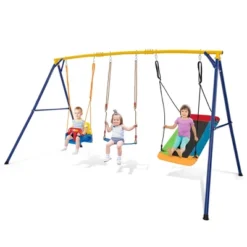 Tangkula 3-in-1 Kids Swing Set 660 LBS Carbon Steel Swing Frame W/ Belt Swing For Toddlers -Tangkula GUEST 577d0026 b83b 449f b304 5067e13b230a