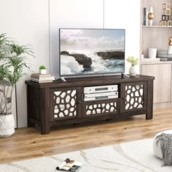 Tangkula 55" Retro TV Stand Media Entertainment Center W/ Mirror Doors & Drawer Brown -Tangkula GUEST 57f630a5 42b7 467b 9153 adbfbdb86b09