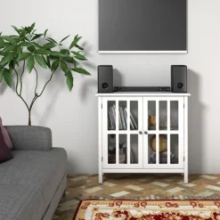Tangkula Storage Sideboard Glass Door Accent And Display Cabinet White/Brown -Tangkula GUEST 57ff8dd7 8875 4fd9 8948 844b7844c024