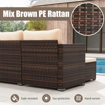 Tangkula 4 Seats Outdoor Patio Furniture Set L-Shaped Couch Set For Yard 8 Tangkula 4 Seats Outdoor Patio Furniture Set L-Shaped Couch Set For Yard - Image 8