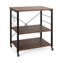 Tangkula Kitchen Baker's Rack 3-Tier Microwave Cart With Wheels&10 Hooks Rustic Brown/Maple/Vintage/Nut Brown -Tangkula GUEST 5899be0f 8f46 4ac4 baab 39105dff8376