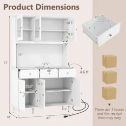 Tangkula 77" Tall Kitchen Pantry Storage Cabinet With LED Lights And Power Outlets -Tangkula GUEST 58dc3a3a 8ad9 46d8 ac46 83b819817f43