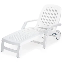 Tangkula Patio Lounge Chair Chaise Recliner Adjustable Backrest All Weather For Outdoor&Indoor Wheels White -Tangkula GUEST 590bdefa 11f6 4c88 bf22 69f82a0ba53c