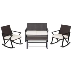 Tangkula Set Of 4 Patio Rattan Wicker Rocking Chairs Loveseat Table Rocker Set Patio -Tangkula GUEST 597e717d 9fa8 4aa3 a897 1054e0a7fc7c