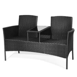 Tangkula Outdoor Conversation Furniture Set Rattan Wicker Loveseat Sofa Chair -Tangkula GUEST 5a25792f 2a6e 4e96 8190 ec602df05209