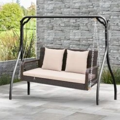 Tangkula Wicker Outdoor Porch Swing 800 LBS Capacity Outdoor Swing Bench W/ Hanging Chains 12 Tangkula Wicker Outdoor Porch Swing 800 LBS Capacity Outdoor Swing Bench W/ Hanging Chains -Tangkula GUEST 5a56caaf bb97 4404 a837 1c0f76c0cace