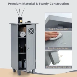 Tangkula Bathroom Cabinet Free Standing Storage Side Table Organizer Adjustable Grey -Tangkula GUEST 5a900327 4840 4169 a2d2 22fe2f5e9f98