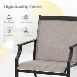 Tangkula Patio Chairs Set Of 4 Dining Chairs W/ Curved Backrest Long Armrest Breathable Fabric -Tangkula GUEST 5aff6c26 7e76 4c8b a520 b294b4a018cb