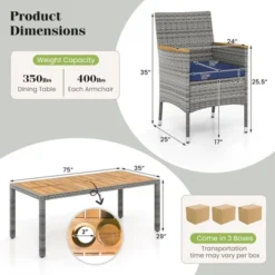 Tangkula 9 Pieces Patio PE Wicker Dining Set Outdoor Acacia Wood Table & Chairs -Tangkula GUEST 5b2027d9 bf7f 4238 9484 4d3ab50d01ab