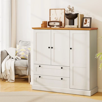 Tangkula Sideboard Buffet Cabinet Kitchen Pantry Hutch Storage Cabinet Farmhouse Credenza 3 Tangkula Sideboard Buffet Cabinet Kitchen Pantry Hutch Storage Cabinet Farmhouse Credenza - Image 3