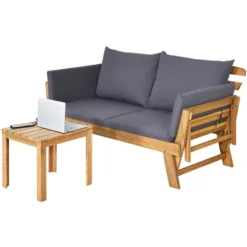 Tangkula Outdoor Folding Daybed Patio Acacia Wood Convertible Couch Sofa Bed TurquoiseRed WhiteDark Grey 15 Tangkula Outdoor Folding Daybed Patio Acacia Wood Convertible Couch Sofa Bed TurquoiseRed WhiteDark Grey -Tangkula GUEST 5b91ab71 ea16 44a3 af02 ae19b70ed384