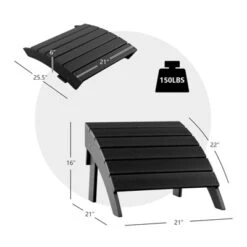 Tangkula Outdoor Adirondack Chair W/Ergonomic Design&Ottoman Lounge Armchair HDPE Chair For Yard&Patio Black/Grey/Turquoise/White -Tangkula GUEST 5b961b61 fedf 45ec b68e d956ac818976