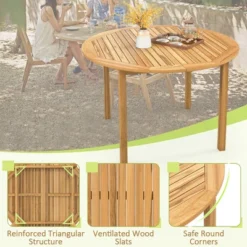 Tangkula 5 PCS Patio Dining Set Round Acacia Wood Table 4 Wicker Armchairs Outdoor Garden -Tangkula GUEST 5cdc77df 1db5 44d2 b7e8 eac6ecc9487a